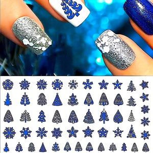 ❄️ 💌BO/GO$6 Winter Blue Snowflake Decals Design Transfer Nail Decals Christmas